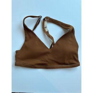 Size M OFFLINE by Aerie Ribbed Plunge Sports Bra in Medium Brown